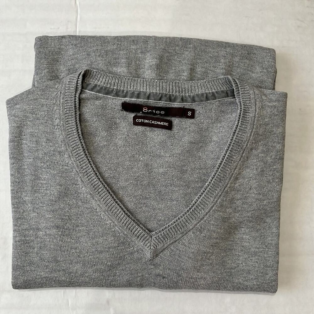 Brice Cotton Cashmere Women’s Size Small Gray V Neck Pull Over Sweater